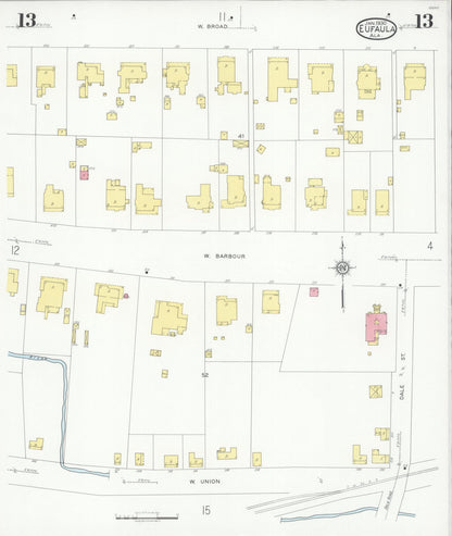 Sanborn Fire Insurance Map from Eufaula, Barbour County, Alabama (1930), Sheet #0013 - Complete Map Set gallery image, historic Sanborn map, vintage wall art, Alabama Alabama