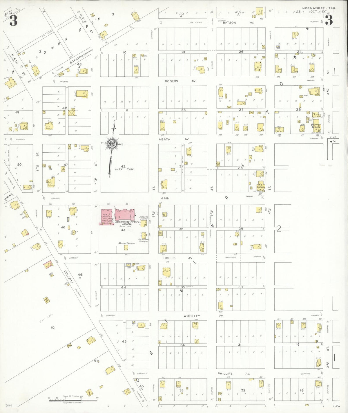 Sanborn Fire Insurance Map from Normangee, Leon County, Texas (1937), Sheet #0003 - Complete Map Set gallery image, historic Sanborn map, vintage wall art, Texas Texas
