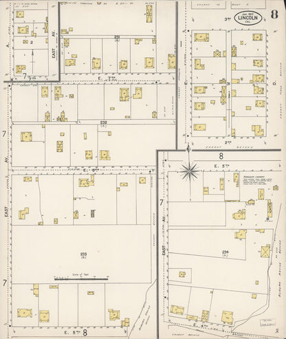Sanborn Fire Insurance Map from Lincoln, Placer County, California (1910), Sheet #0008 - Complete Map Set gallery image, historic Sanborn map, vintage wall art, California California