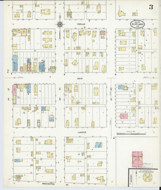 Sanborn Fire Insurance Map from Scotland, Bon Homme County, South Dakota (1911), Sheet #0003 - Historic Sanborn Fire Insurance Map Print, vintage old map wall art, antique decor, genealogy gift, South Dakota South Dakota map