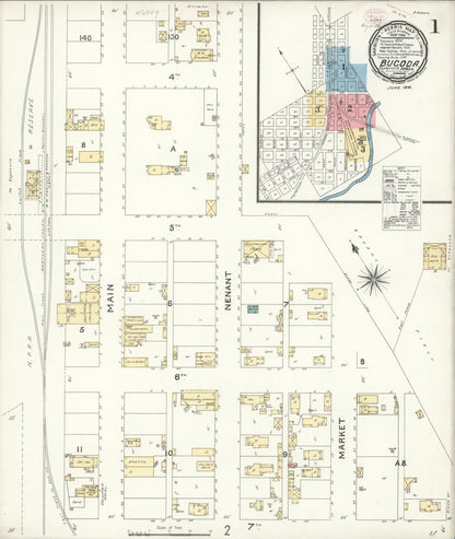 Sanborn Fire Insurance Map from Bucoda, Thurston County, Washington (1896), Sheet #0001 - Complete Map Set gallery image, historic Sanborn map, vintage wall art, Washington Washington