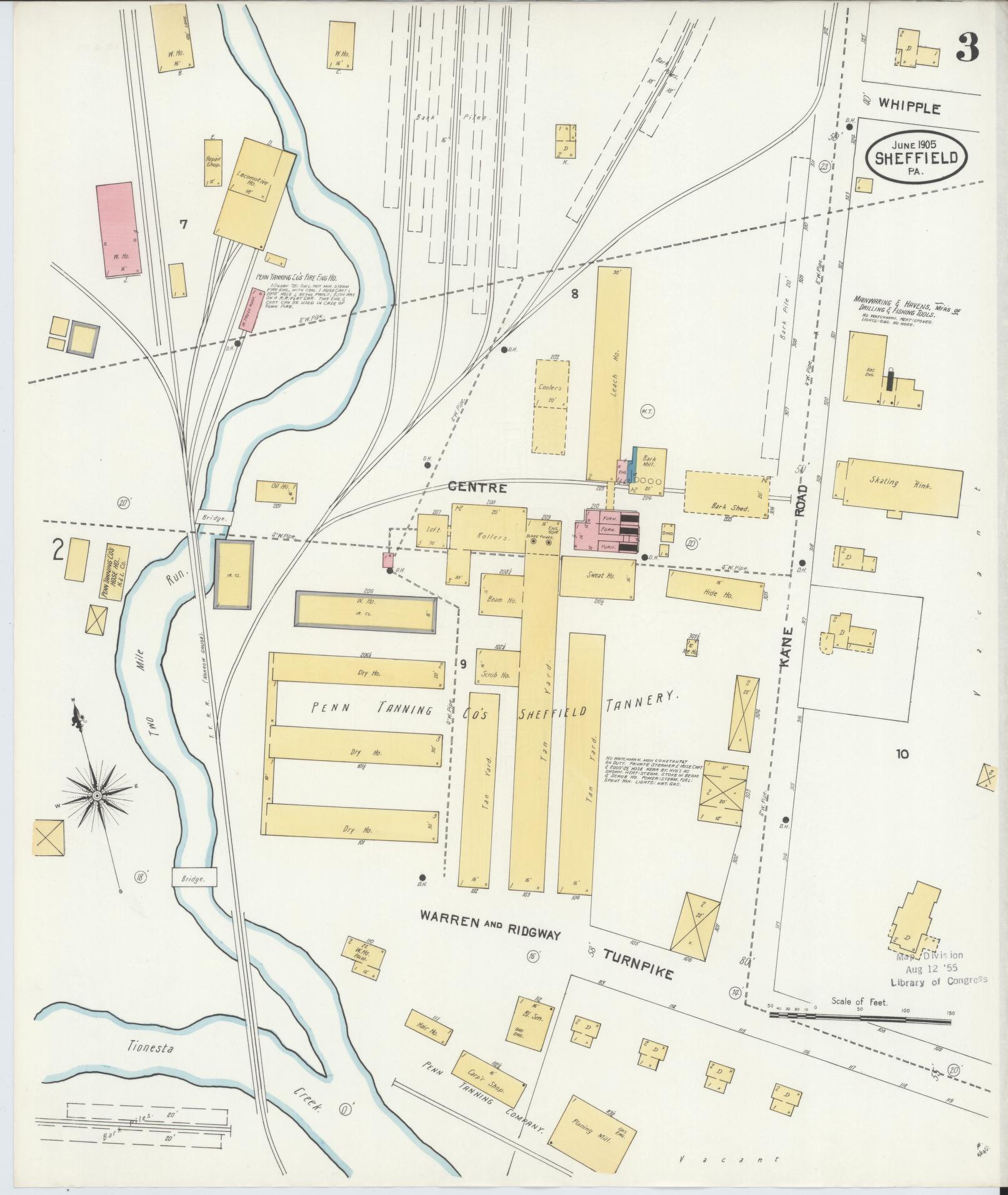 Sanborn Fire Insurance Map from Sheffield, Warren County, Pennsylvania (1905), Sheet #0003 - Complete Map Set gallery image, historic Sanborn map, vintage wall art, Pennsylvania Pennsylvania