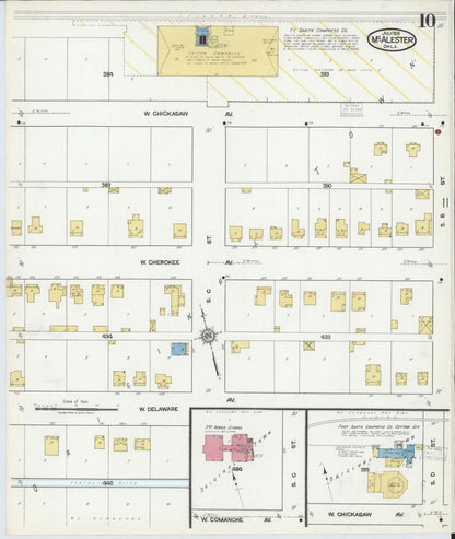 Sanborn Fire Insurance Map from McAlester, Pittsburg County, Oklahoma (1918), Sheet #0010 - Complete Map Set gallery image, historic Sanborn map, vintage wall art, Oklahoma Oklahoma