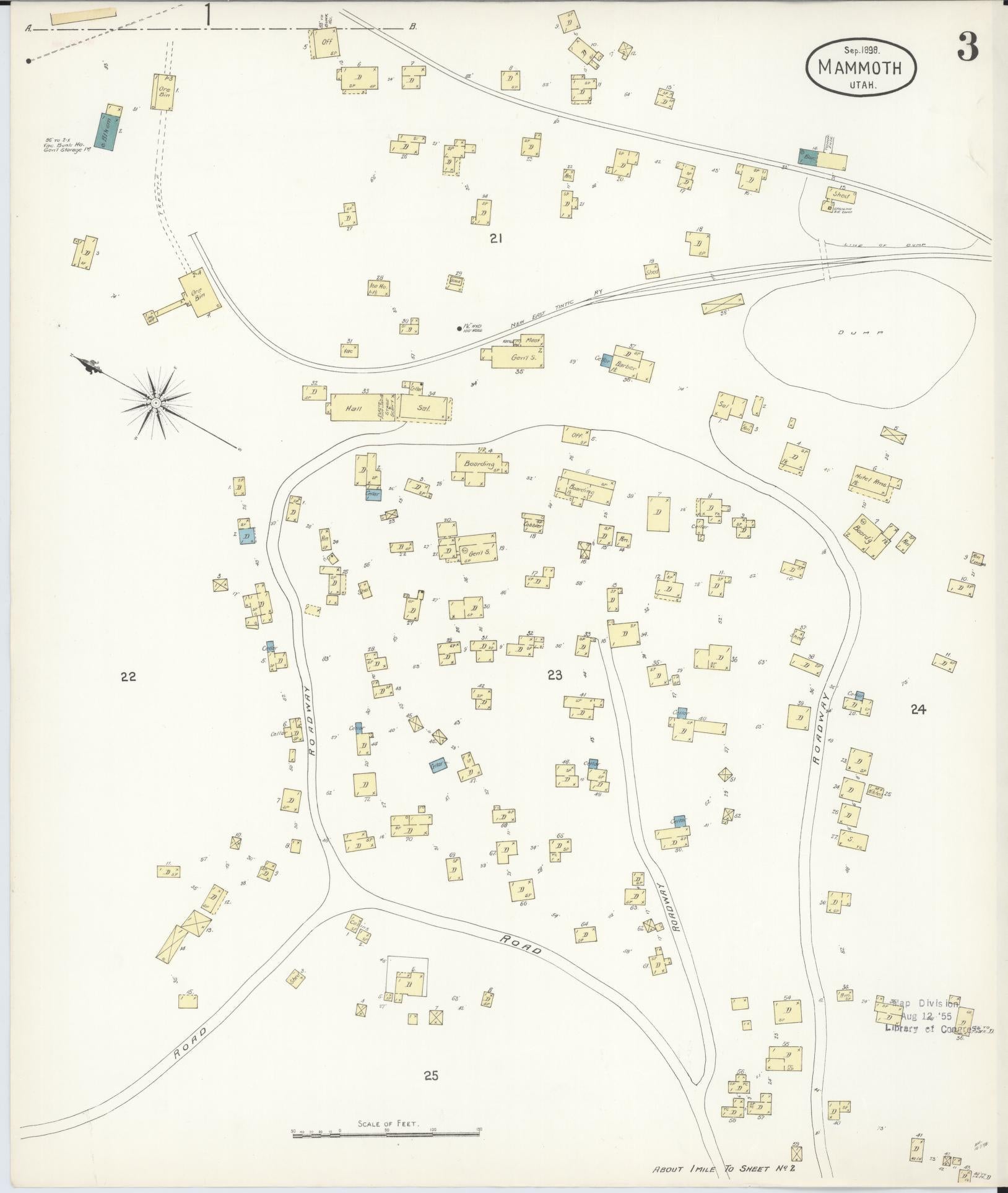 Sanborn Fire Insurance Map from Mammoth, Juab County, Utah (1898), Sheet #0003 - Complete Map Set gallery image, historic Sanborn map, vintage wall art, Utah Utah
