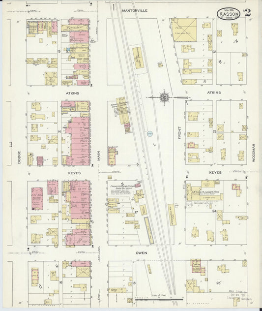 Sanborn Fire Insurance Map from Kasson, Dodge County, Minnesota (1914), Sheet #0002 - Historic Sanborn Fire Insurance Map Print, vintage old map wall art, antique decor, genealogy gift, Minnesota Minnesota map