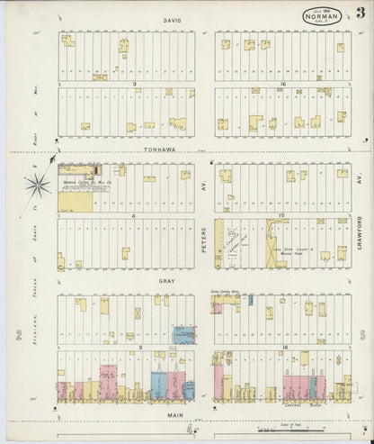Sanborn Fire Insurance Map from Norman, Cleveland County, Oklahoma (1894), Sheet #0003 - Complete Map Set gallery image, historic Sanborn map, vintage wall art, Oklahoma Oklahoma