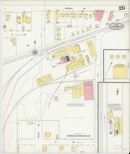 Sanborn Fire Insurance Map from Texarkana, Bowie County, Texas (1905), Sheet #0029 - Complete Map Set gallery image, historic Sanborn map, vintage wall art, Texas Texas