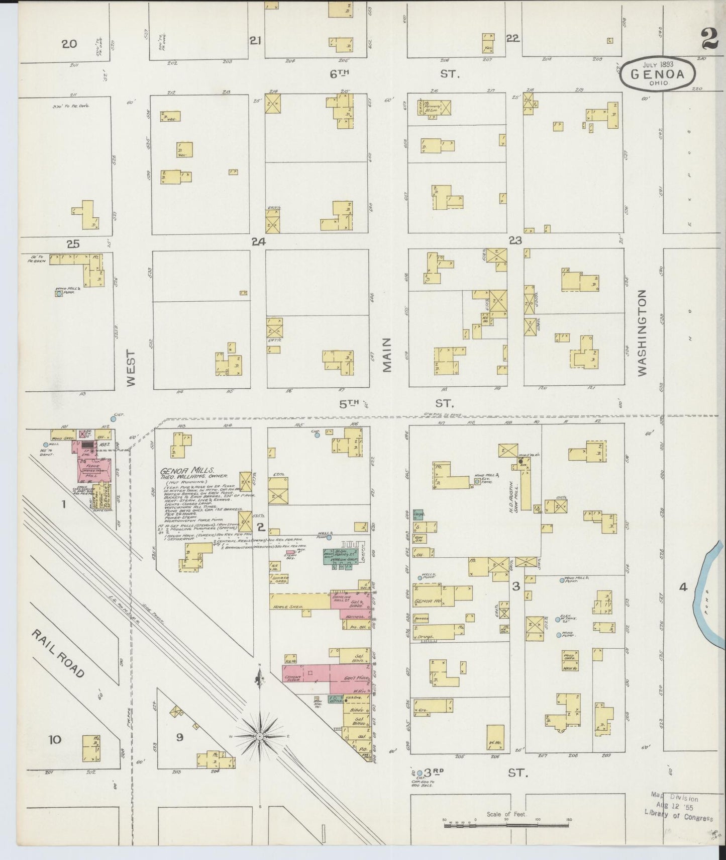 Sanborn Fire Insurance Map from Genoa, Ottawa County, Ohio (1893), Sheet #0002 - Historic Sanborn Fire Insurance Map Print, vintage old map wall art, antique decor, genealogy gift, Ohio Ohio map