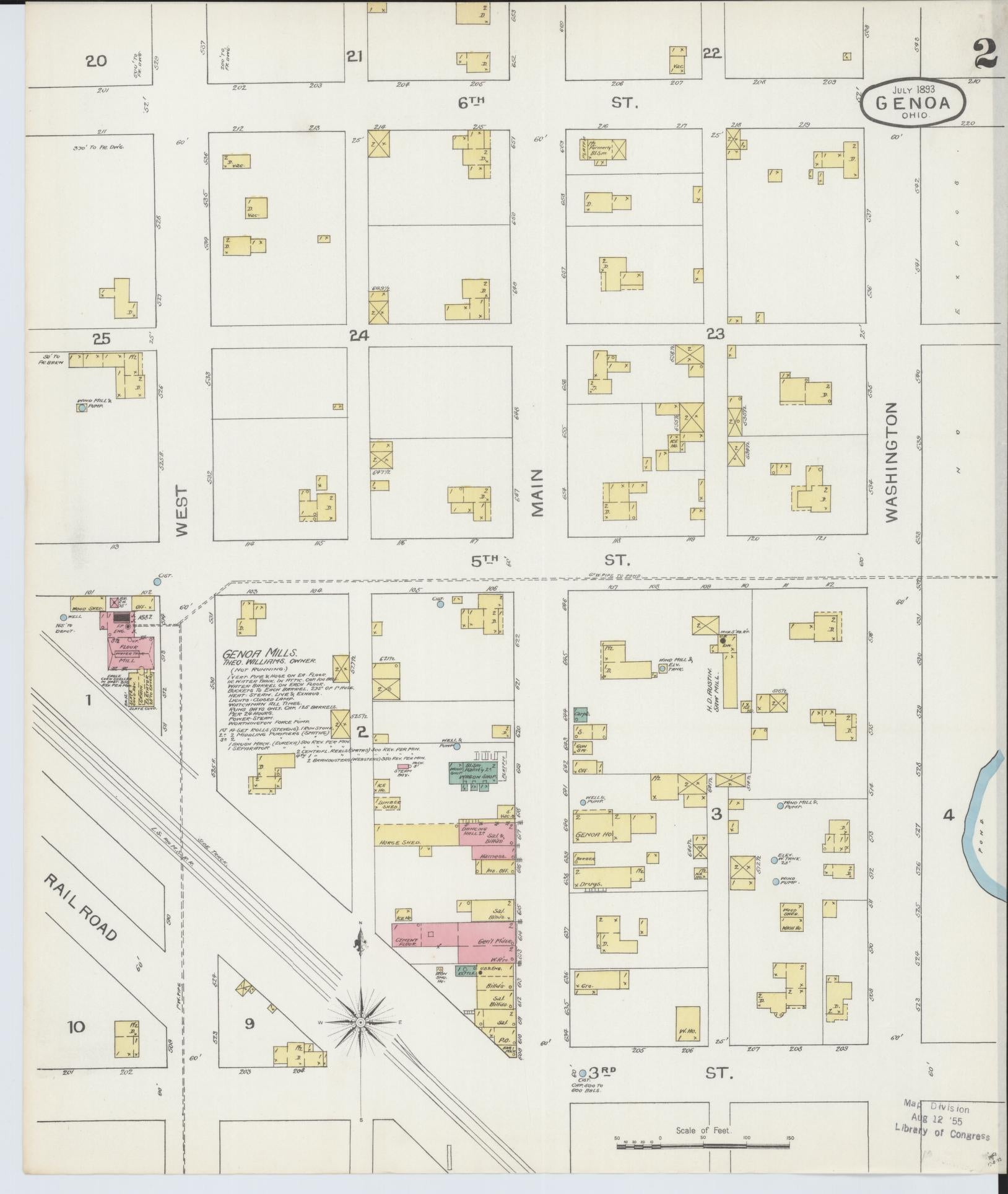 Sanborn Fire Insurance Map from Genoa, Ottawa County, Ohio (1893), Sheet #0002 - Historic Sanborn Fire Insurance Map Print, vintage old map wall art, antique decor, genealogy gift, Ohio Ohio map