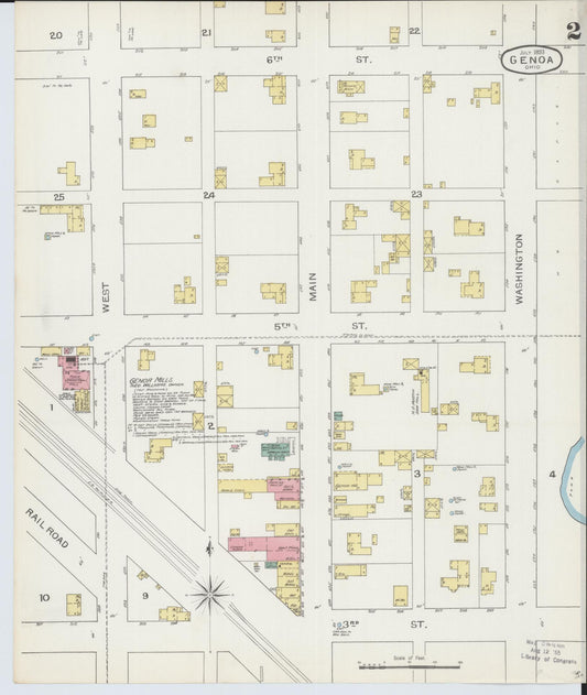 Sanborn Fire Insurance Map from Genoa, Ottawa County, Ohio (1893), Sheet #0002 - Historic Sanborn Fire Insurance Map Print, vintage old map wall art, antique decor, genealogy gift, Ohio Ohio map