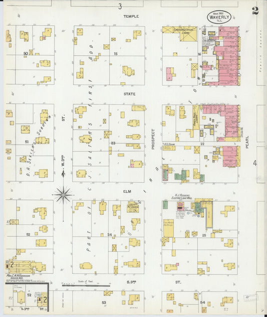 Sanborn Fire Insurance Map from Waverly, Morgan County, Illinois (1901), Sheet #0002 - Historic Sanborn Fire Insurance Map Print, vintage old map wall art, antique decor, genealogy gift, Illinois Illinois map