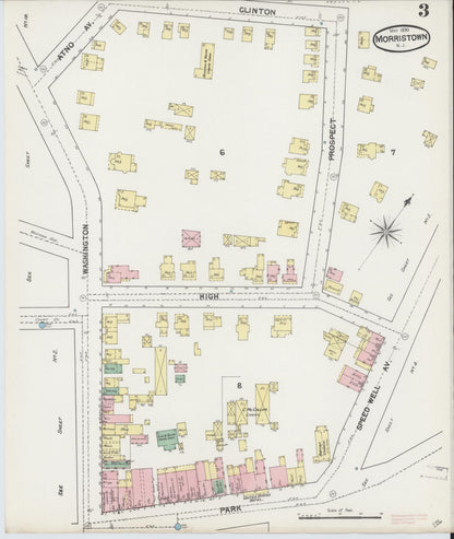 Sanborn Fire Insurance Map from Morristown, Morris County, New Jersey (1890), Sheet #0003 - Complete Map Set gallery image, historic Sanborn map, vintage wall art, New Jersey New Jersey