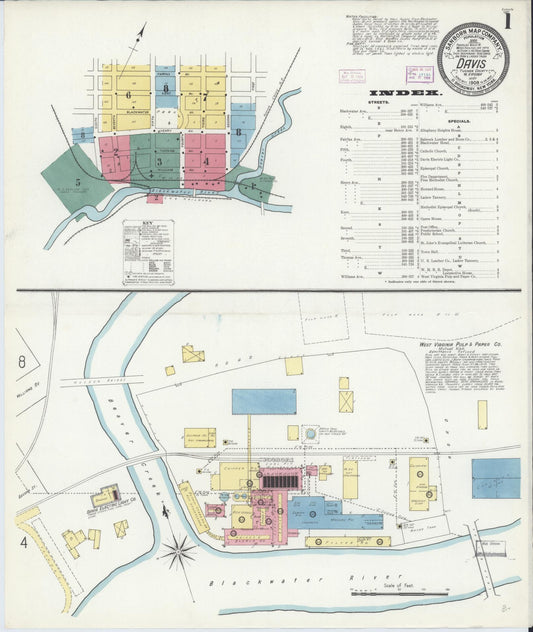 Sanborn Fire Insurance Map from Davis, Tucker County, West Virginia (1909), Sheet #0001 - Complete Map Set gallery image, historic Sanborn map, vintage wall art, West Virginia West Virginia