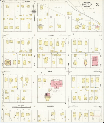 Sanborn Fire Insurance Map from Sac City, Sac County, Iowa (1915), Sheet #0003 - Historic Sanborn Fire Insurance Map Print, vintage old map wall art