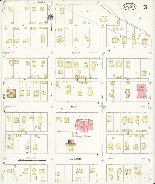 Sanborn Fire Insurance Map from Sac City, Sac County, Iowa (1915), Sheet #0003 - Historic Sanborn Fire Insurance Map Print, vintage old map wall art