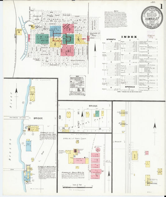 Sanborn Fire Insurance Map from Humboldt, Allen County, Kansas (1906), Sheet #0001 - Complete Map Set gallery image, historic Sanborn map, vintage wall art, Kansas Kansas