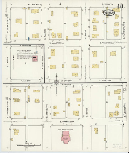 Sanborn Fire Insurance Map from Vernon, Wilbarger County, Texas (1920), Sheet #0018 - Historic Sanborn Fire Insurance Map Print, vintage old map wall art, antique decor, genealogy gift, Texas Texas map