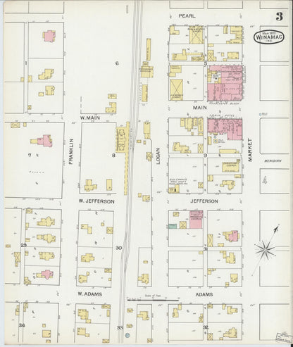 Sanborn Fire Insurance Map from Winamac, Pulaski County, Indiana (1893), Sheet #0003 - Historic Sanborn Fire Insurance Map Print, vintage old map wall art, antique decor, genealogy gift, Indiana Indiana map