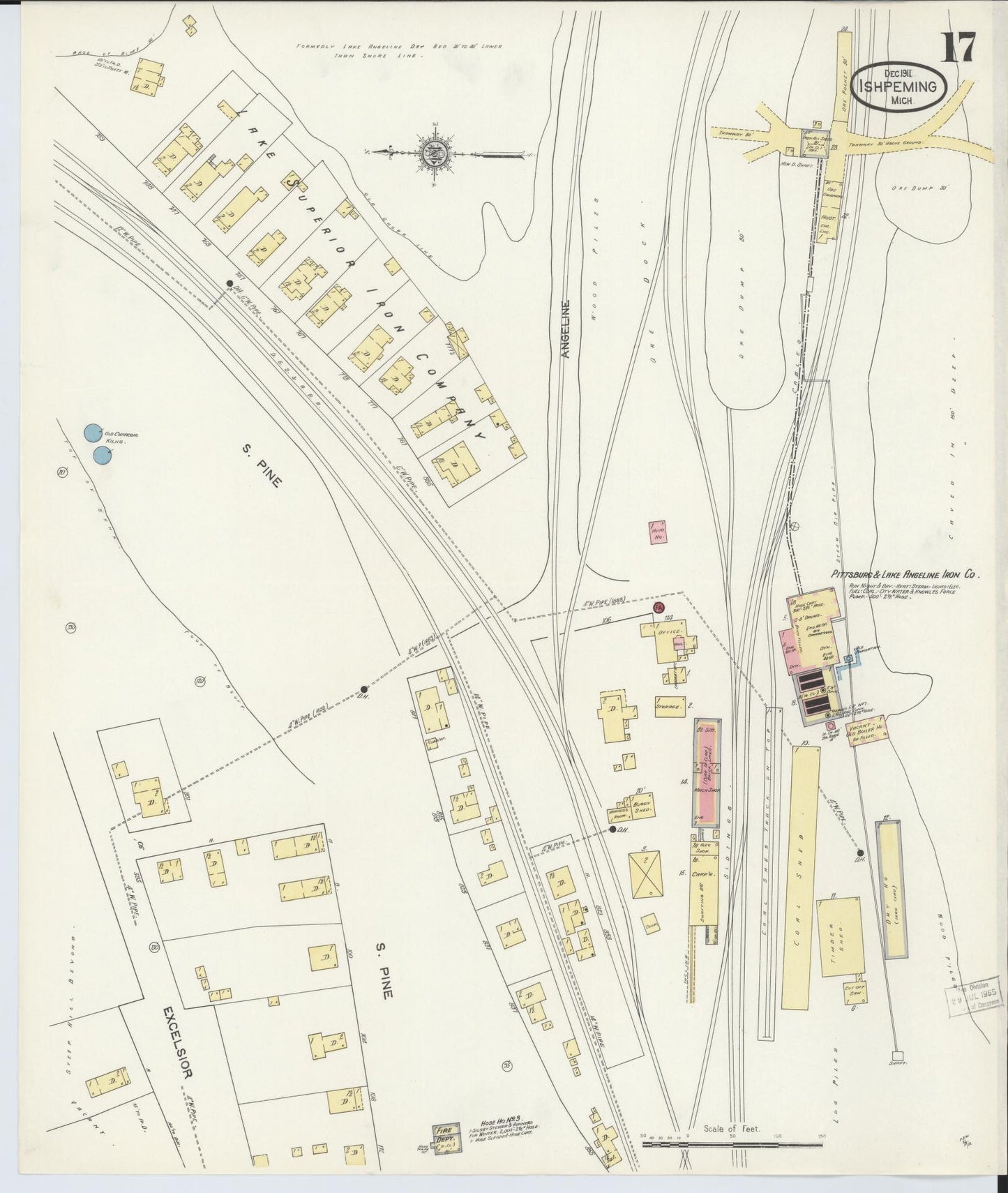 Sanborn Fire Insurance Map from Ishpeming, Marquette County, Michigan (1911), Sheet #0017 - Historic Sanborn Fire Insurance Map Print, vintage old map wall art, antique decor, genealogy gift, Michigan Michigan map