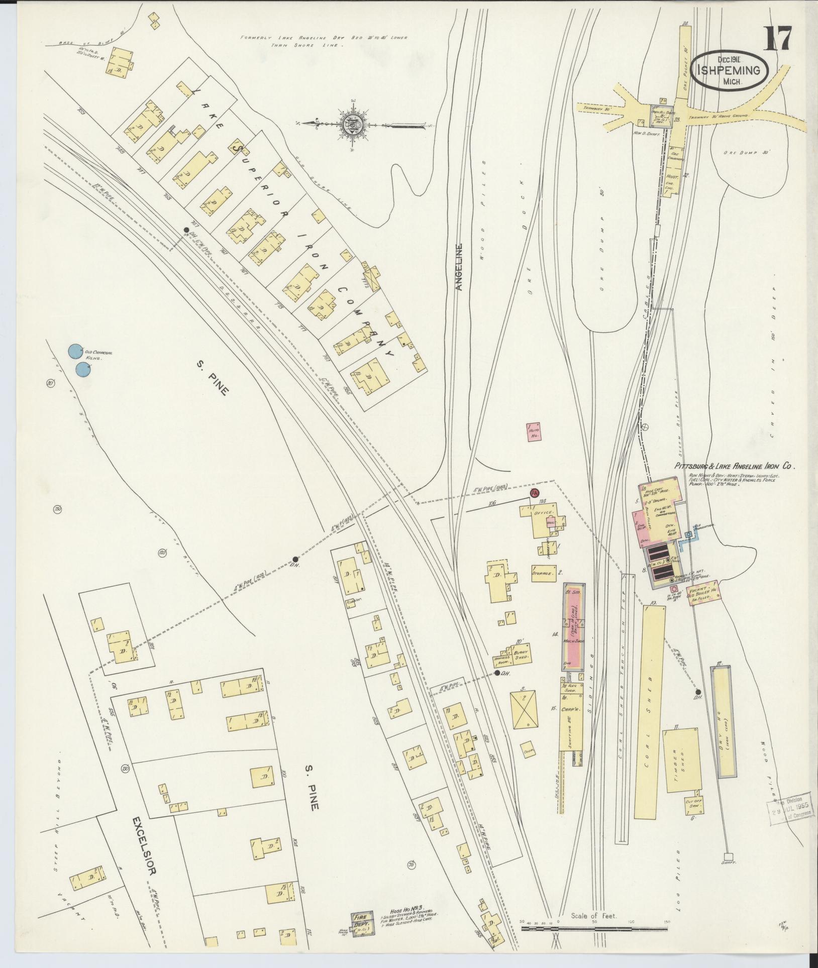Sanborn Fire Insurance Map from Ishpeming, Marquette County, Michigan (1911), Sheet #0017 - Historic Sanborn Fire Insurance Map Print, vintage old map wall art, antique decor, genealogy gift, Michigan Michigan map