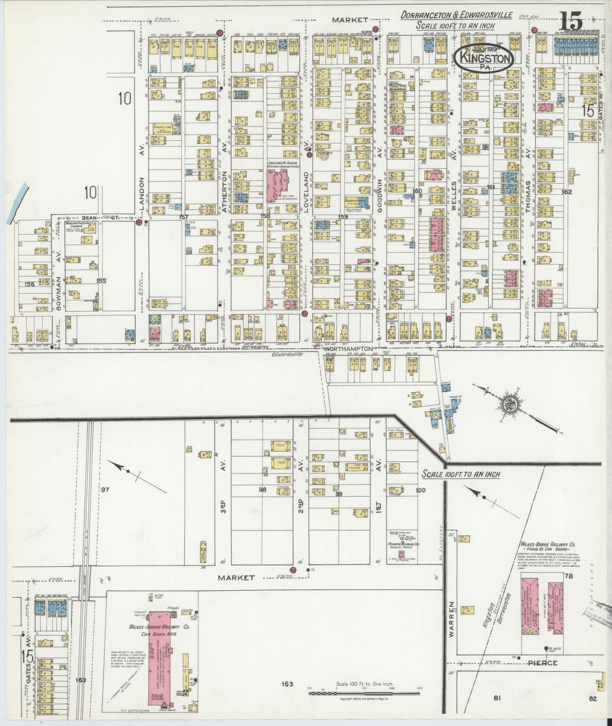 Sanborn Fire Insurance Map from Kingston, Luzerne County, Pennsylvania (1919), Sheet #0015 - Complete Map Set gallery image, historic Sanborn map, vintage wall art, Pennsylvania Pennsylvania