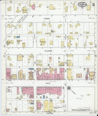 Sanborn Fire Insurance Map from Chatfield, Fillmore And Olmsted Counties, Minnesota (1920), Sheet #0003 - Complete Map Set gallery image, historic Sanborn map, vintage wall art, Minnesota Minnesota