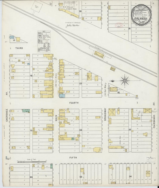 Sanborn Fire Insurance Map from Orlando, Logan County, Oklahoma (1895), Sheet #0001 - Historic Sanborn Fire Insurance Map Print, vintage old map wall art, antique decor, genealogy gift, Oklahoma Oklahoma map