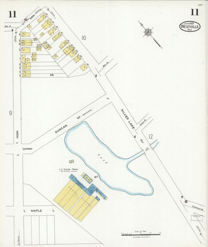 Sanborn Fire Insurance Map from Westville, Gloucester County, New Jersey (1926), Sheet #0011 - Historic Sanborn Fire Insurance Map Print, vintage old map wall art, antique decor, genealogy gift, New Jersey New Jersey map
