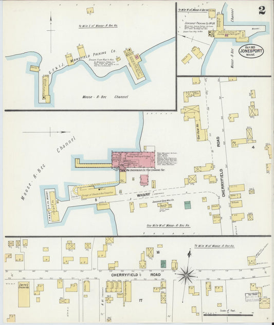 Sanborn Fire Insurance Map from Jonesport, Washington County, Maine (1901), Sheet #0002 - Historic Sanborn Fire Insurance Map Print, vintage old map wall art, antique decor, genealogy gift, Maine Maine map
