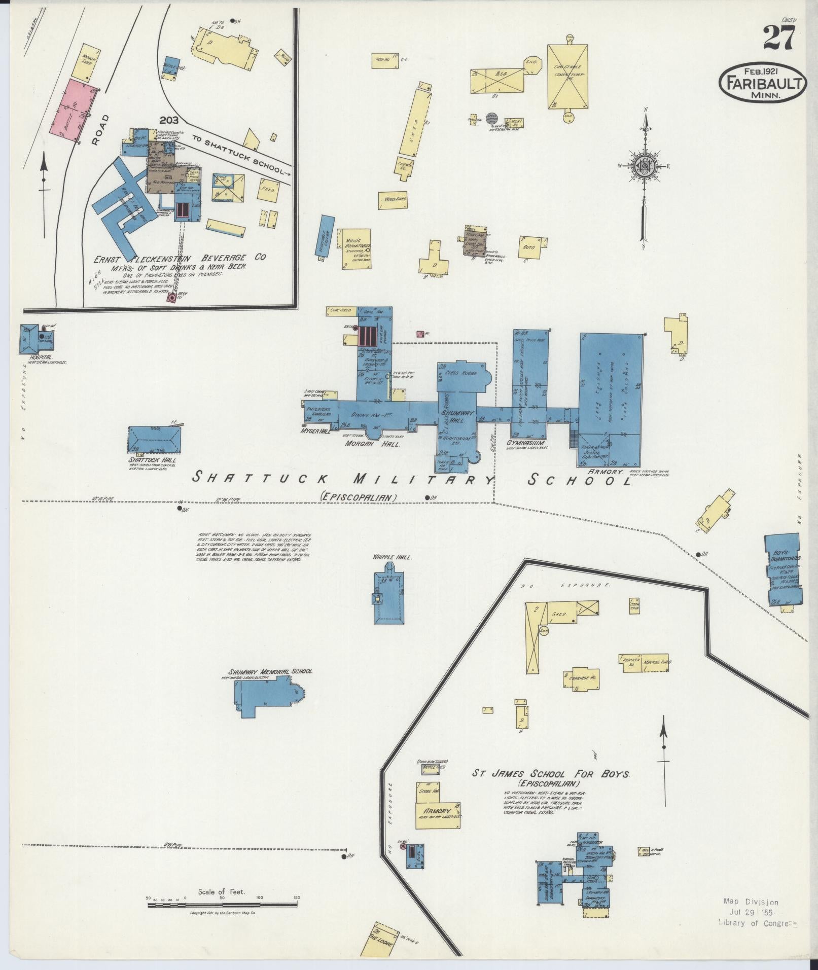 Sanborn Fire Insurance Map from Faribault, Rice County, Minnesota (1921), Sheet #0027 - Historic Sanborn Fire Insurance Map Print, vintage old map wall art, antique decor, genealogy gift, Minnesota Minnesota map