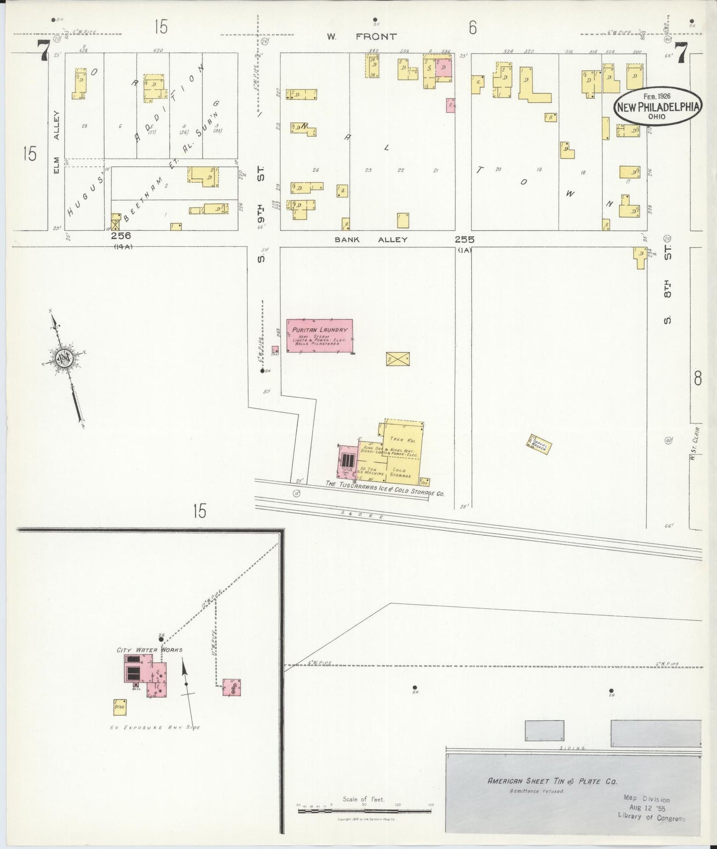 Sanborn Fire Insurance Map from New Philadelphia, Tuscarawas County, Ohio (1926), Sheet #0007 - Historic Sanborn Fire Insurance Map Print, vintage old map wall art, antique decor, genealogy gift, Ohio Ohio map