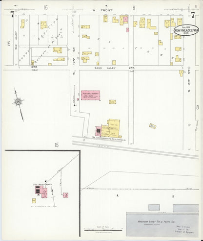 Sanborn Fire Insurance Map from New Philadelphia, Tuscarawas County, Ohio (1926), Sheet #0007 - Historic Sanborn Fire Insurance Map Print, vintage old map wall art, antique decor, genealogy gift, Ohio Ohio map