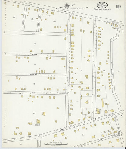 Sanborn Fire Insurance Map from Mount Kisco, Westchester County, New York (1916), Sheet #0010 - Historic Sanborn Fire Insurance Map Print, vintage old map wall art, antique decor, genealogy gift, New York New York map