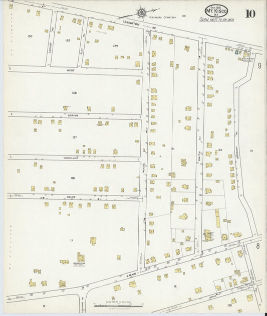 Sanborn Fire Insurance Map from Mount Kisco, Westchester County, New York (1916), Sheet #0010 - Historic Sanborn Fire Insurance Map Print, vintage old map wall art, antique decor, genealogy gift, New York New York map