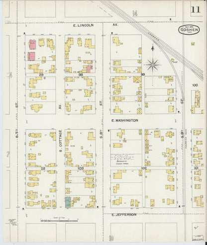 Sanborn Fire Insurance Map from Goshen, Elkhart County, Indiana (1892), Sheet #0011 - Complete Map Set gallery image, historic Sanborn map, vintage wall art, Indiana Indiana