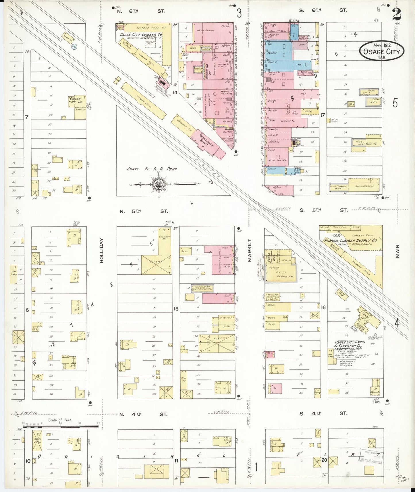 Sanborn Fire Insurance Map from Osage City, Osage County, Kansas (1912), Sheet #0002 - Complete Map Set gallery image, historic Sanborn map, vintage wall art, Kansas Kansas