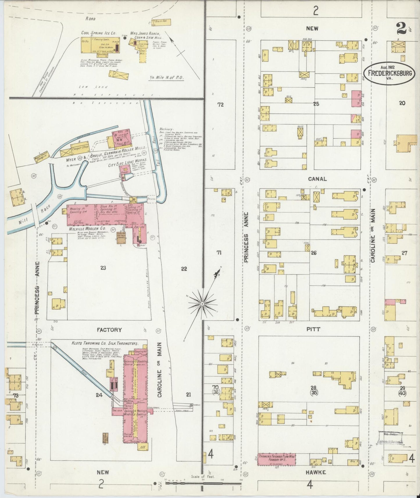 Sanborn Fire Insurance Map from Fredericksburg, Independent Cities, Virginia (1902), Sheet #0002 - Complete Map Set gallery image, historic Sanborn map, vintage wall art, Virginia Virginia