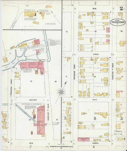 Sanborn Fire Insurance Map from Fredericksburg, Independent Cities, Virginia (1902), Sheet #0002 - Complete Map Set gallery image, historic Sanborn map, vintage wall art, Virginia Virginia
