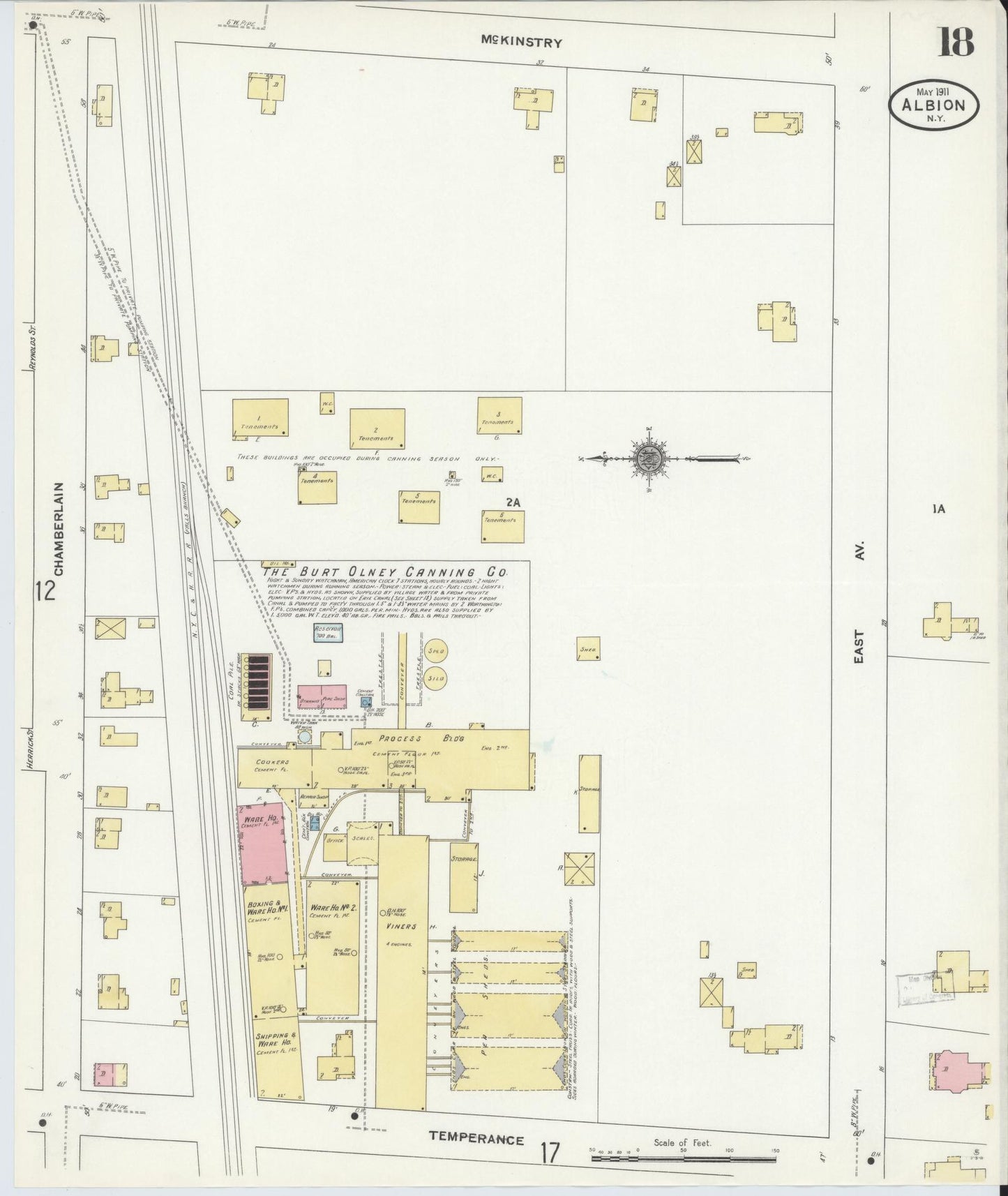 Sanborn Fire Insurance Map from Albion, Orleans County, New York (1911), Sheet #0018 - Complete Map Set gallery image, historic Sanborn map, vintage wall art, New York New York