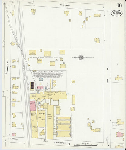 Sanborn Fire Insurance Map from Albion, Orleans County, New York (1911), Sheet #0018 - Complete Map Set gallery image, historic Sanborn map, vintage wall art, New York New York