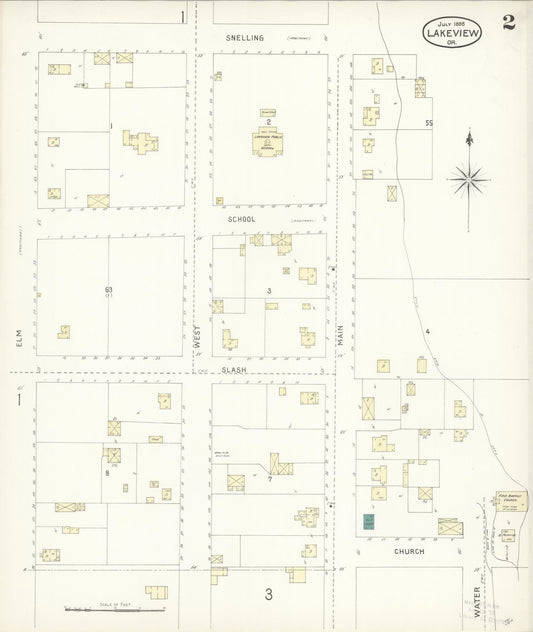 Sanborn Fire Insurance Map from Lakeview, Lake County, Oregon (1898), Sheet #0002 - Historic Sanborn Fire Insurance Map Print, vintage old map wall art, antique decor, genealogy gift, Oregon Oregon map
