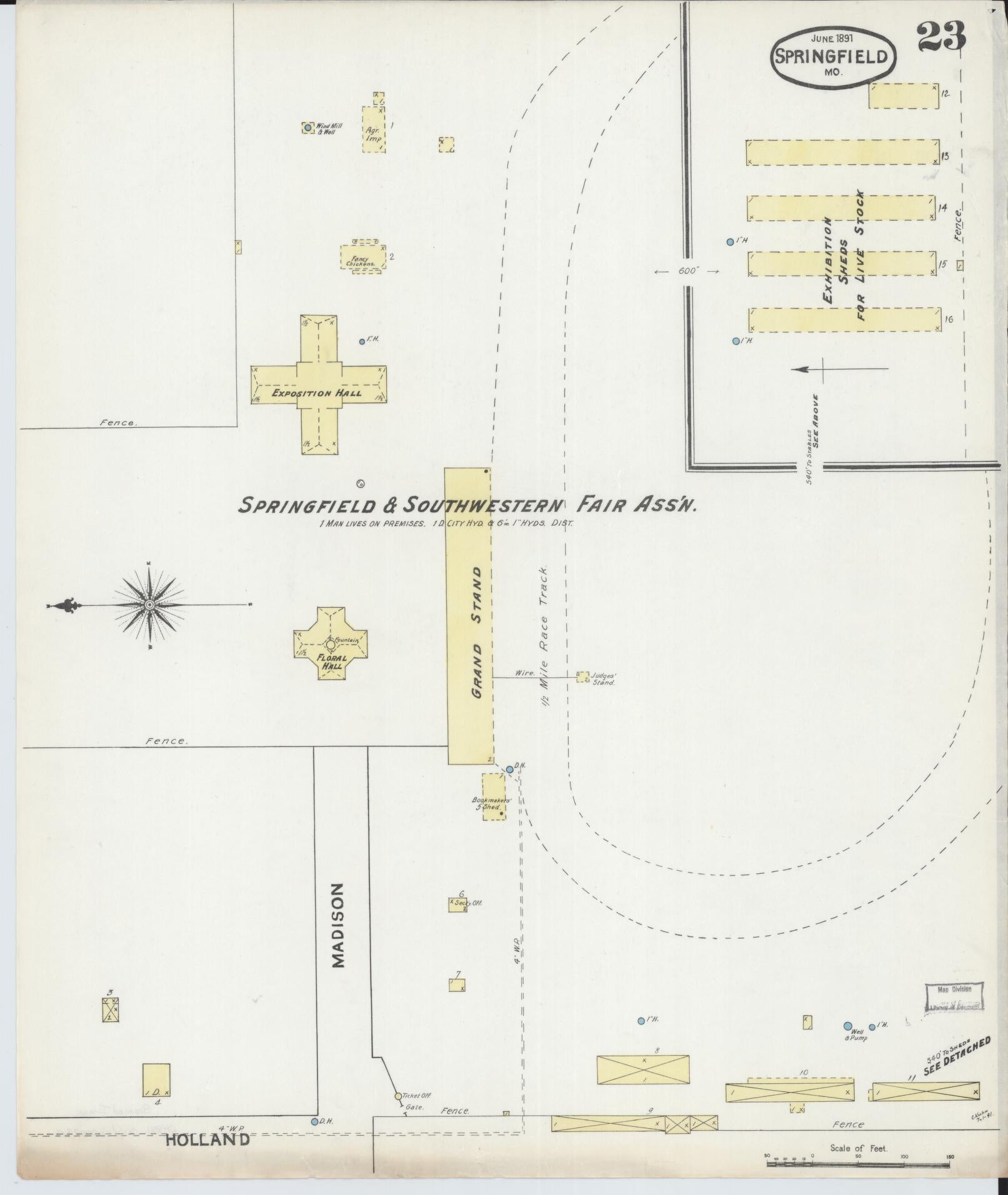 Sanborn Fire Insurance Map from Springfield, Greene County, Missouri (1891), Sheet #0023 - Complete Map Set gallery image, historic Sanborn map, vintage wall art, Missouri Missouri