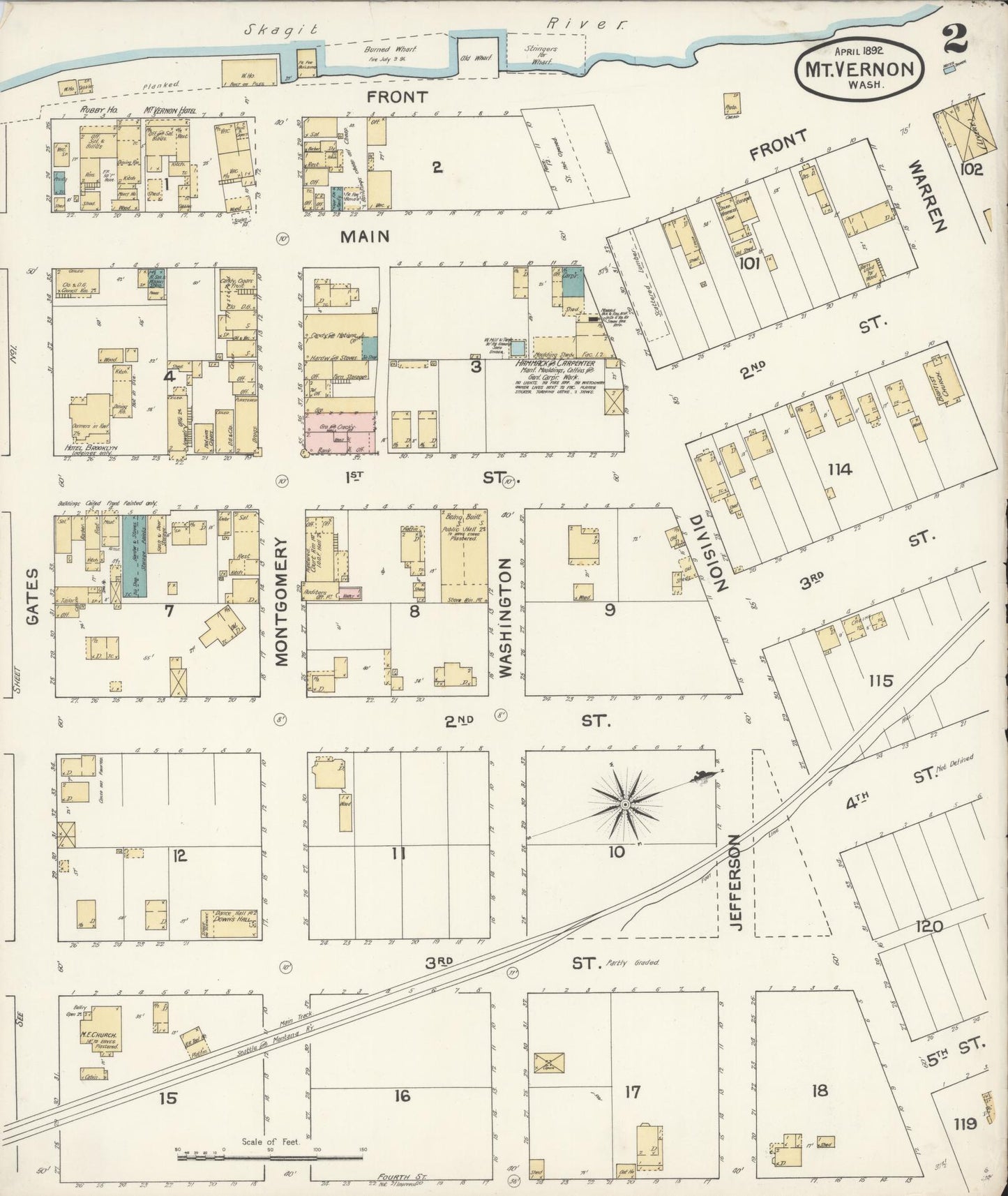 Sanborn Fire Insurance Map from Mount Vernon, Skagit County, Washington (1892), Sheet #0002 - Complete Map Set gallery image, historic Sanborn map, vintage wall art, Washington Washington