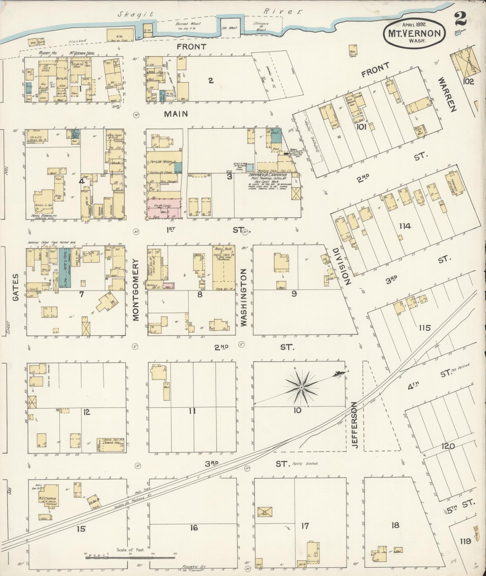 Sanborn Fire Insurance Map from Mount Vernon, Skagit County, Washington (1892), Sheet #0002 - Complete Map Set gallery image, historic Sanborn map, vintage wall art, Washington Washington