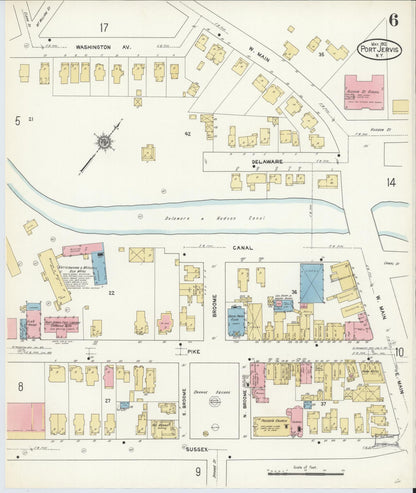 Sanborn Fire Insurance Map from Port Jervis, Orange County, New York (1912), Sheet #0006 - Complete Map Set gallery image, historic Sanborn map, vintage wall art, New York New York