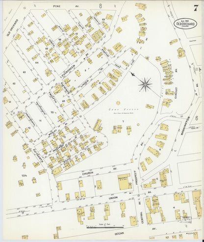 Sanborn Fire Insurance Map from Old Orchard, York County, Maine (1908), Sheet #0007 - Complete Map Set gallery image, historic Sanborn map, vintage wall art, Maine Maine