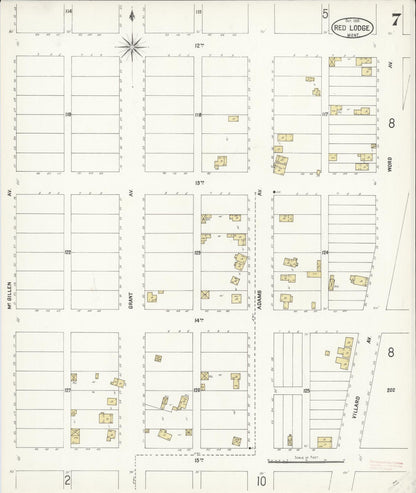 Sanborn Fire Insurance Map from Red Lodge, Carbon County, Montana (1901), Sheet #0007 - Complete Map Set gallery image, historic Sanborn map, vintage wall art, Montana Montana