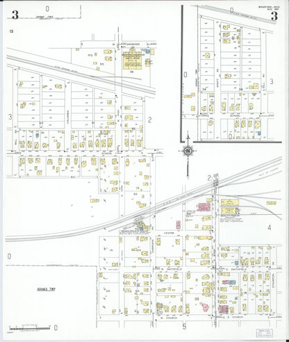 Sanborn Fire Insurance Map from Bradford, Darke and Miami Counties, Ohio (1951), Sheet #0003 - Historic Sanborn Fire Insurance Map Print, vintage old map wall art, antique decor, genealogy gift, Ohio Ohio map