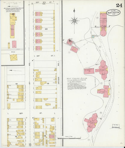 Sanborn Fire Insurance Map from Huntington, Cabell County, West Virginia (1904), Sheet #0024 - Complete Map Set gallery image, historic Sanborn map, vintage wall art, West Virginia West Virginia