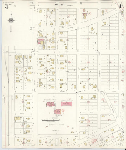Sanborn Fire Insurance Map from Cleveland, Liberty County, Texas (1939), Sheet #0004 - Complete Map Set gallery image, historic Sanborn map, vintage wall art, Texas Texas